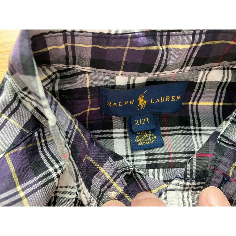 Ralph Lauren Polo Plaid Boys size 2T Button Down Shirt Long‎ Sleeve Cotton - Picture 2 of 9